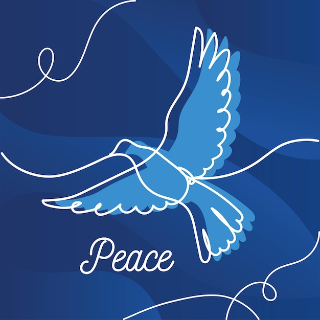 Continous line sketch of a dove bird Peace and delivery flat design Vector