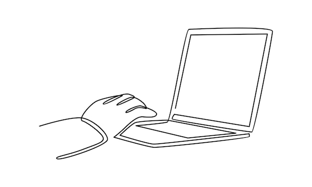 Continue line of hand work with laptop illustration