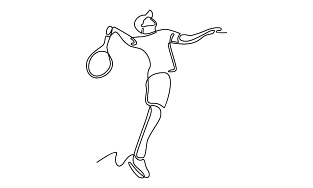 Continue line of tennis player vector illustration