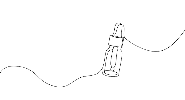 Continuous drawing of one line of bottles with oil or honey or lemon or lime juice for scrubbing and