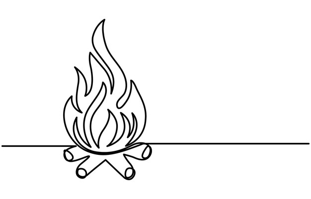 Vector continuous editable drawing of fire icon flame symbol in one line style continuous single line