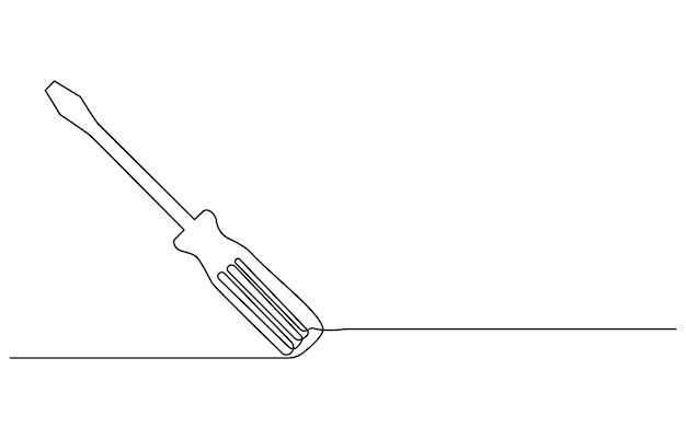 Continuous editable line drawing of screwdriver Single line screwdriver icon