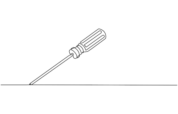 Continuous editable line drawing of screwdriver Single line screwdriver icon