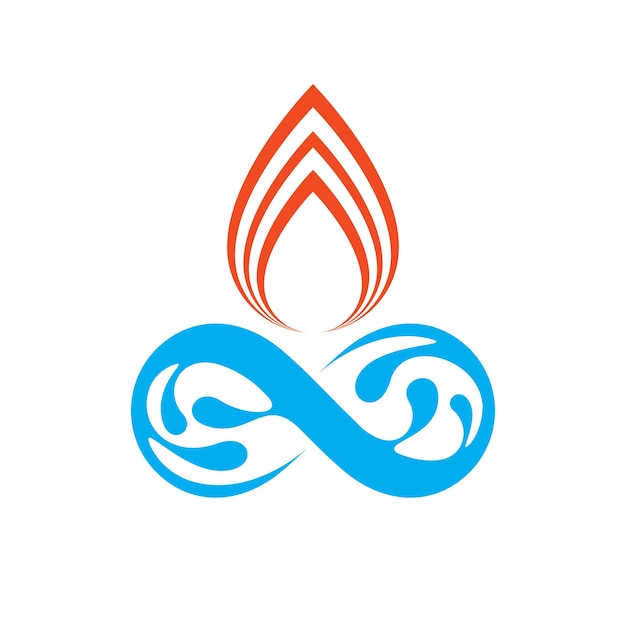 Continuous harmony between water and fire nature elements, vector limitless illustration for use in advertising.