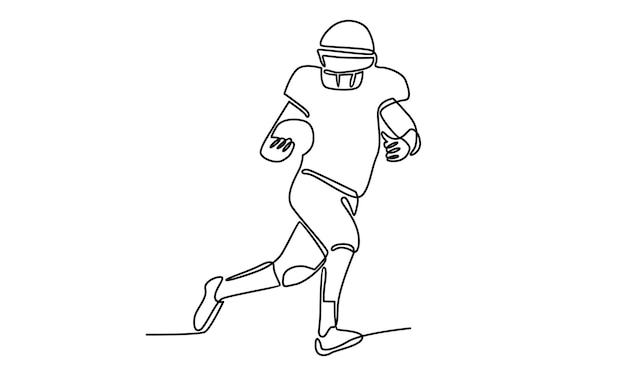 Continuous line of american football player illustration