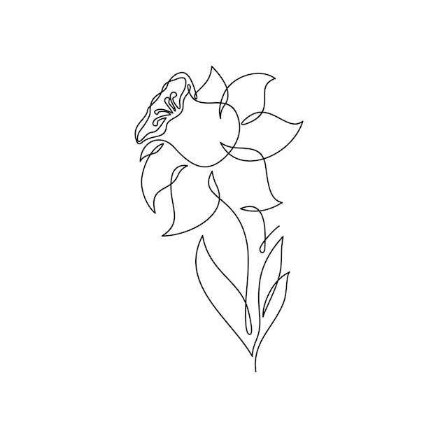 Continuous Line Art Drawing Of Flower