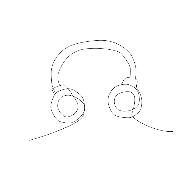 Continuous line art drawing headset