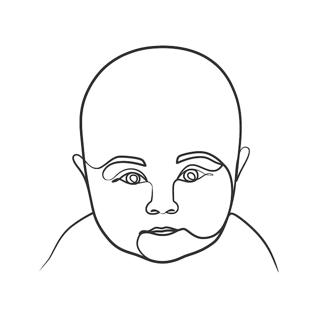 Continuous line art drawing illustration of baby