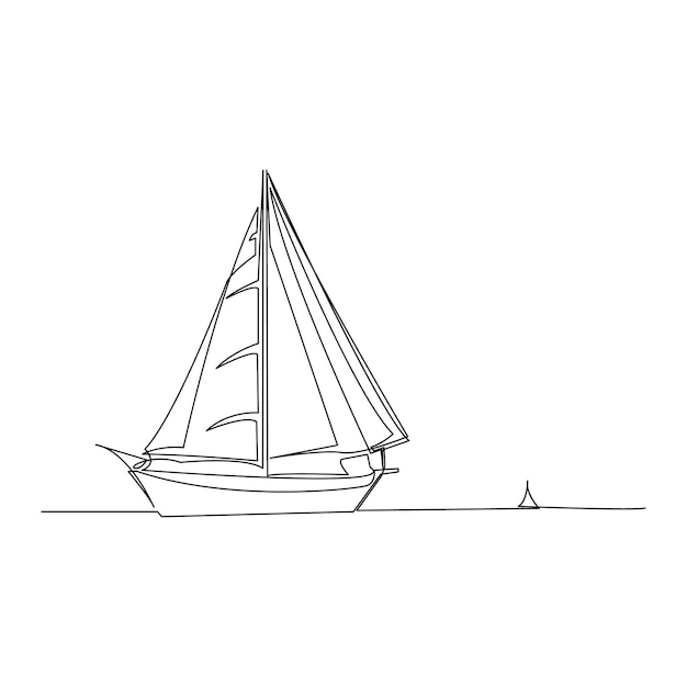 continuous line art drawing sailing boat illustrations amp vectors