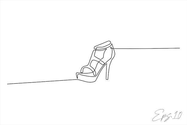 Continuous line art drawing of womens shoes