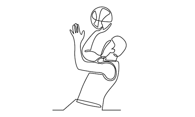 Continuous line of basketball player illustration