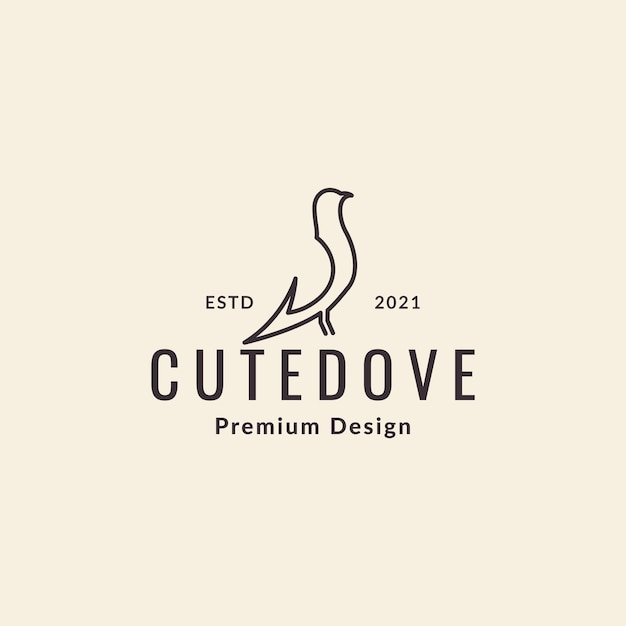 Continuous line bird dove vintage logo symbol icon vector graphic design illustration idea creative