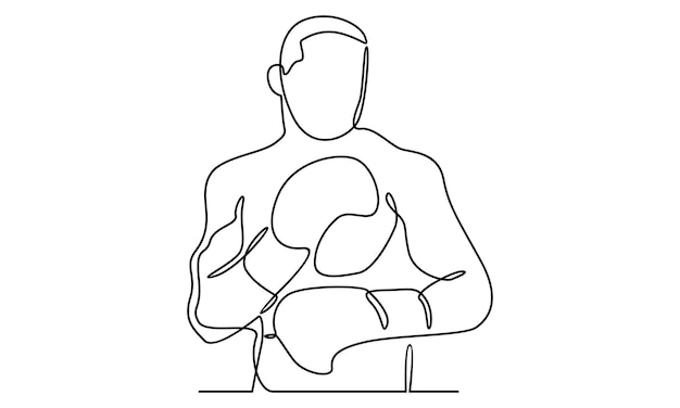 Continuous line of boxing character illustration