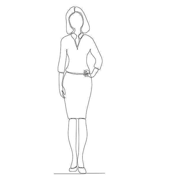 continuous line of career woman vector illustration