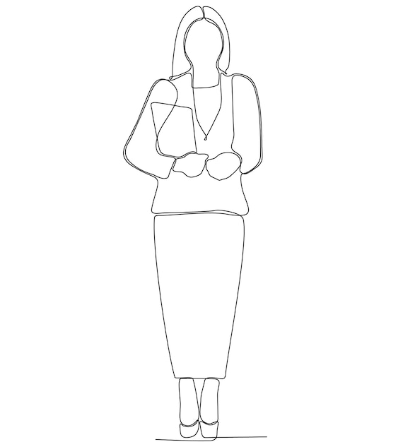 continuous line of career woman vector illustration