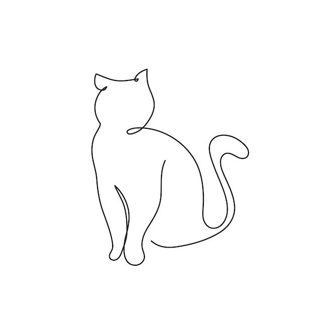 Continuous line cat One line cat using minimalist Vector