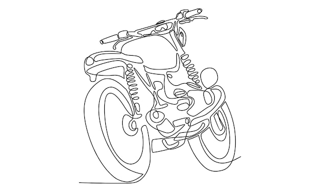 continuous line of classic vintage motorcycle