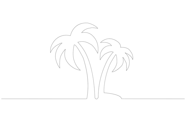 Continuous line drawing of aesthetic palm tree vector illustration Premium Vector