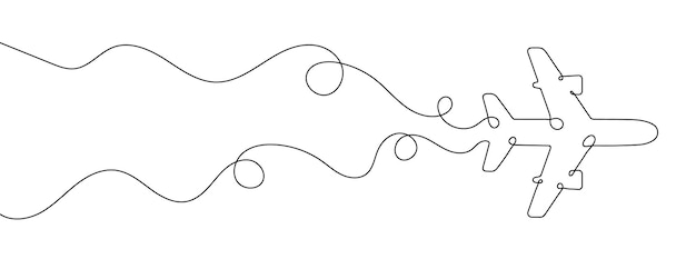 Continuous line drawing of airplane icon Airplane continuous line icon