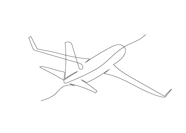 Continuous line drawing of an airplane Minimalism art