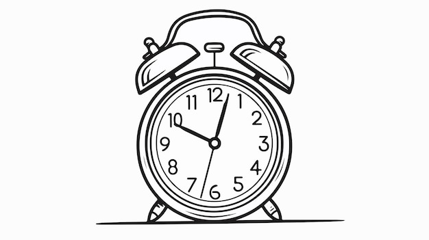 Vector continuous line drawing of alarm clock