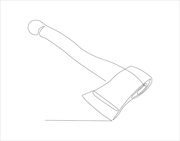 Continuous Line Drawing Of Axe One Line Of Axe Hatchet Continuous Line Art Editable Outline