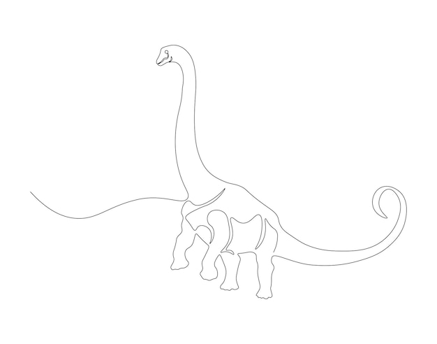 Continuous line drawing of brontosaurus One line of brontosaurus dinosaur concept continuous line art Editable outline