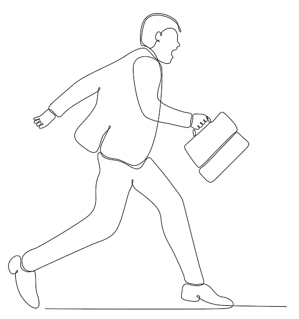 continuous line drawing of business man jumping happy vector illustration