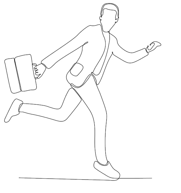 continuous line drawing of business man jumping happy vector illustration