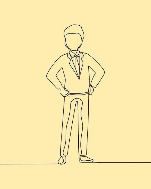 continuous line drawing on business man