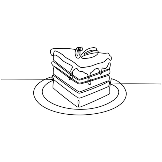 continuous line drawing cake vector illustration