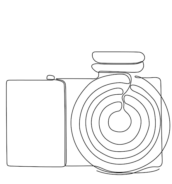 continuous line drawing of camera logo minimalistic concept