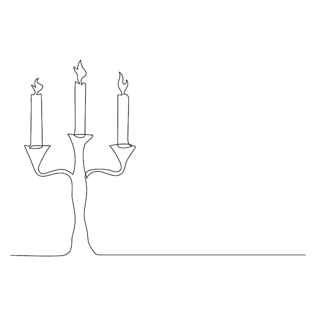 Continuous line drawing candle vector illustration design Coloring page for kids white halloween can