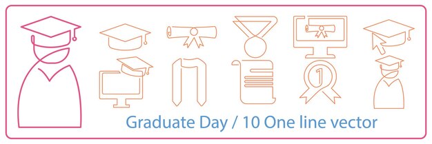 Continuous line drawing of celebrating graduation Commencement ceremony drawing College school pupil celebrating graduation isolated on white background