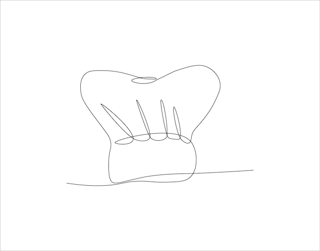 Continuous Line Drawing Of Chef Hat One Line Of Chef Hat Chef Hat Continuous Line Art Editable Outline