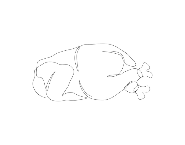 Continuous Line Drawing Of Chicken Meat One Line Of Whole Chicken Chicken Meat Continuous Line Art Editable Outline