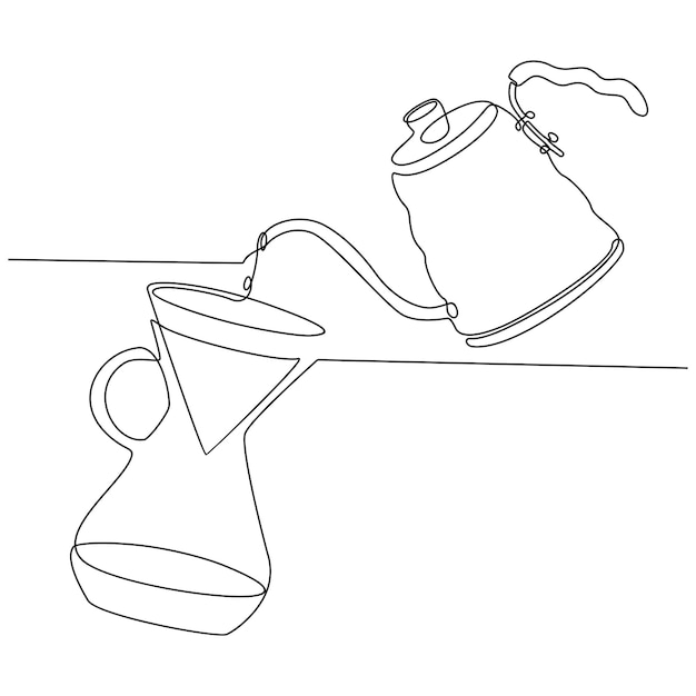 continuous line drawing of coffee maker barista vector illustration