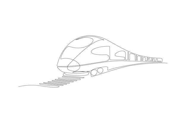 Continuous line drawing of a commercial transportation train vector illustration Premium Vector