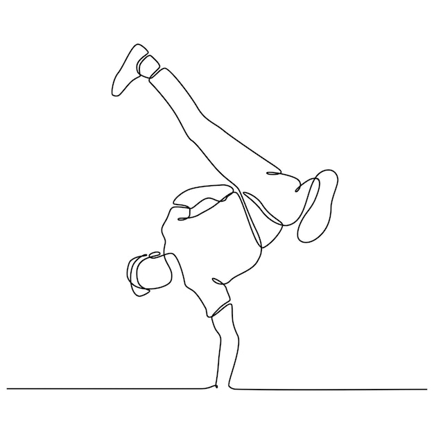 continuous line drawing of a contemporary hiphop music dancer vector illustration