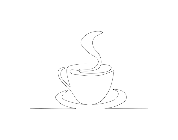 Continuous Line Drawing Of Cup Of Coffee One Line Of Coffee A Cup Of Coffee Continuous Line Art Editable Outline