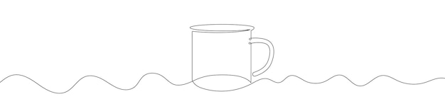 Continuous line drawing of cup The mug one line icon