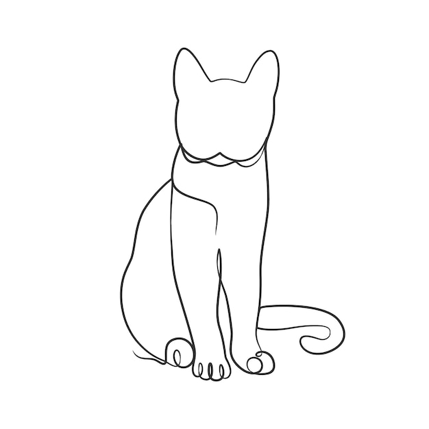 Continuous line drawing of cute cat Cat one line drawing minimalist design