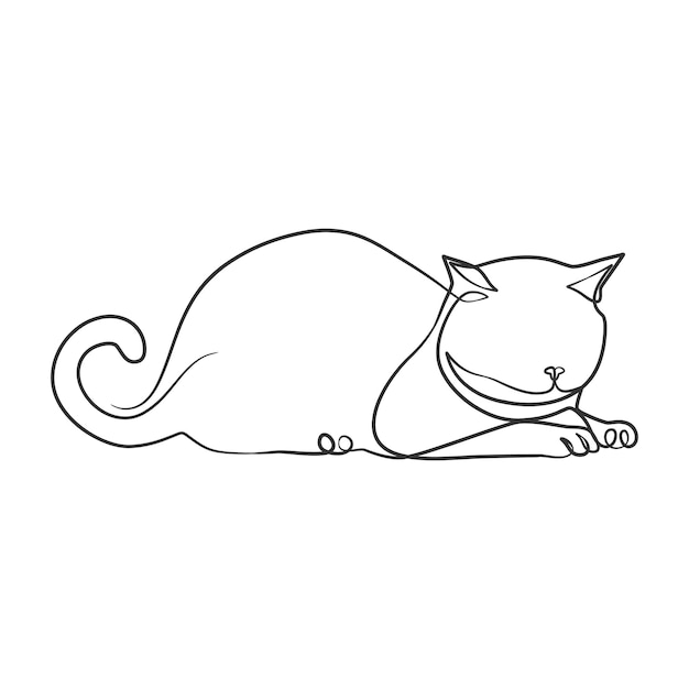 Continuous line drawing of cute cat Cat one line drawing minimalist design