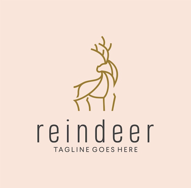 Vector continuous line drawing deer logo design