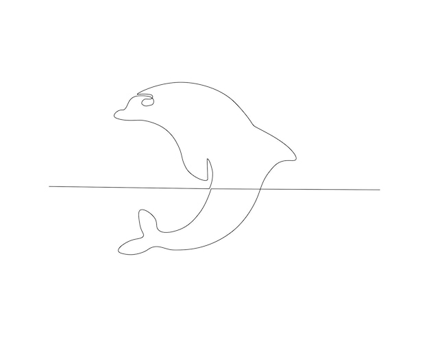 Continuous line drawing of dolphin One line of dolphin Marine animal concept continuous line art Editable outline