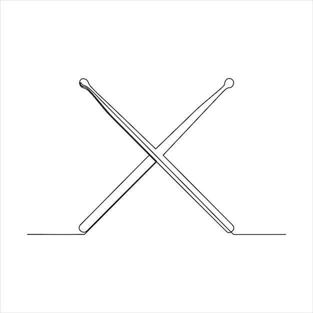 continuous line drawing of drumsticks