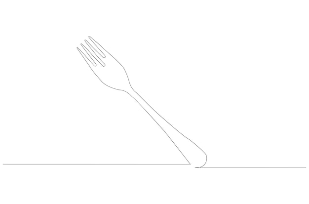 Continuous line drawing of fork spoon isolated on white background vector Premium Vector