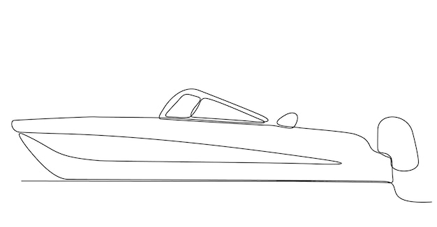 continuous line drawing from the boat traveling at high speed in the waters.