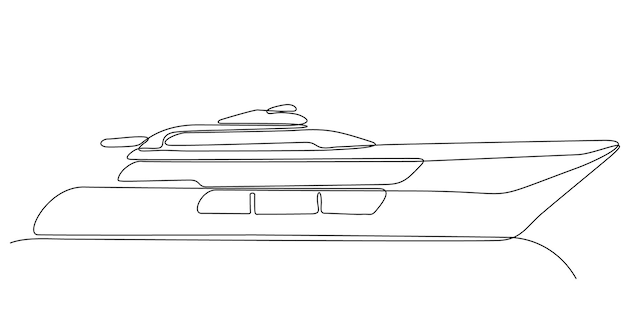 continuous line drawing from the boat traveling at high speed in the waters.