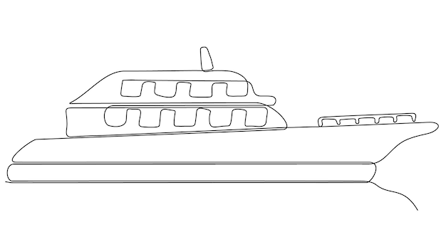 continuous line drawing from the boat traveling at high speed in the waters.